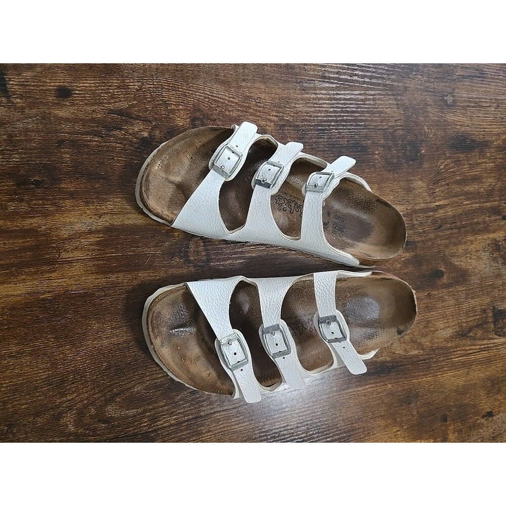 Birkenstock Florida Sandals Womens White Three Strap Sandals| US 8-8.5